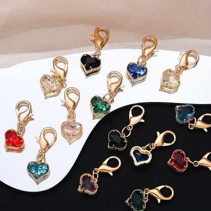 Colorful Crystal Heart Pendant Charms