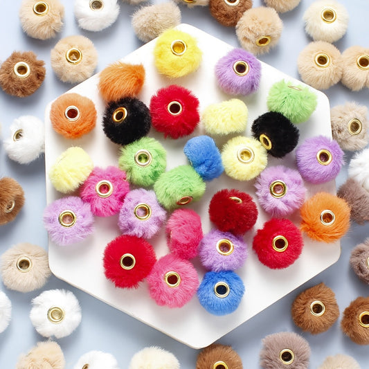 20PCS 20mm Soft Plush Large-Hole Beads