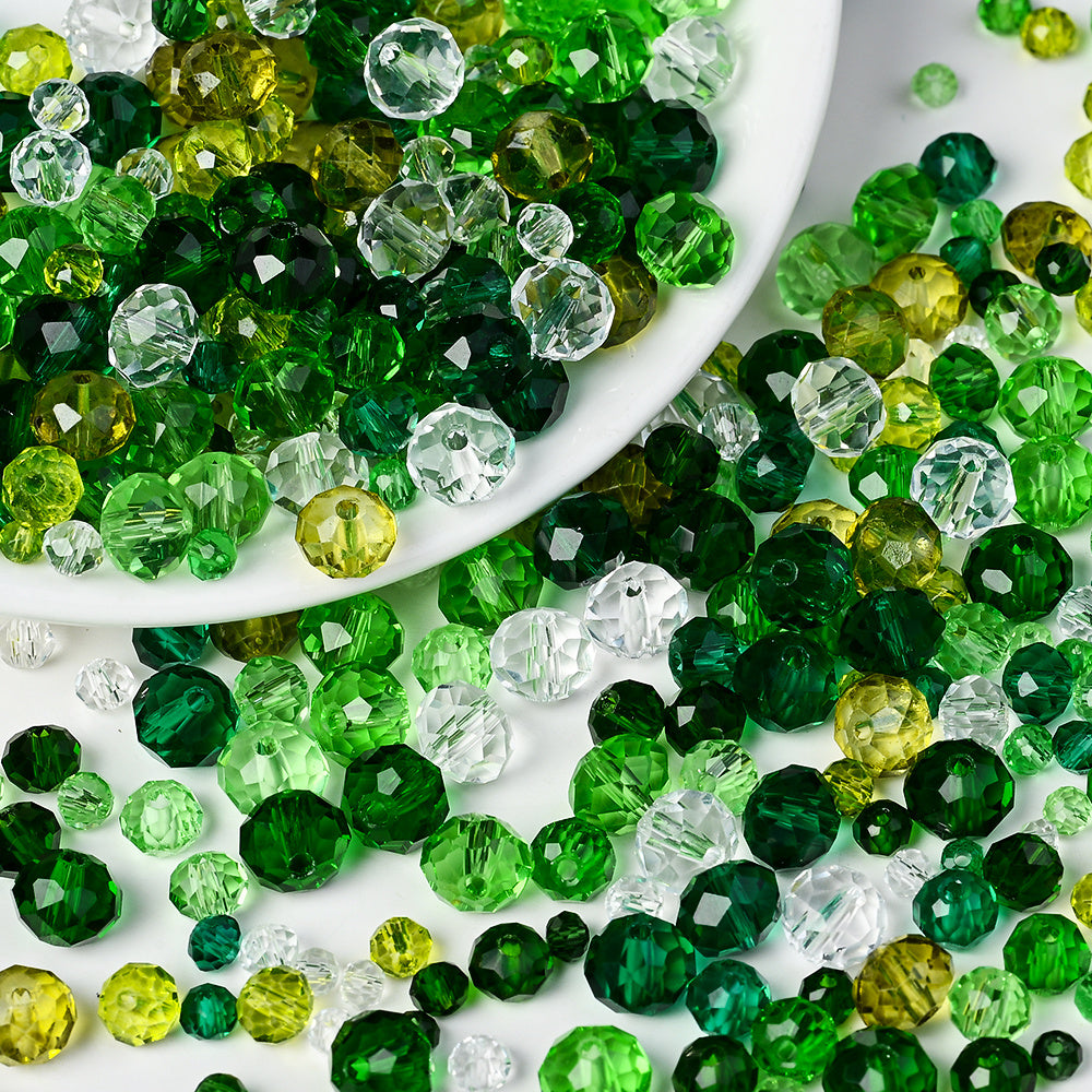 Faceted Green Glass Beads