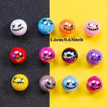 10pcs Halloween Ghost Graffiti Acrylic AB Beads