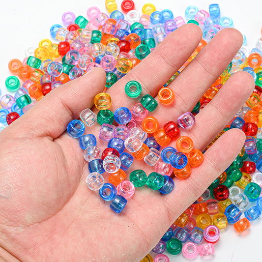 100pcs 6x9mm Large Hole Acrylic Cylindrical Beads