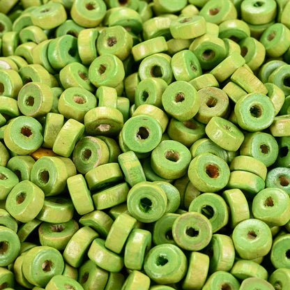 100PCS 8mm Flat Round Wooden Spacer Bead Set