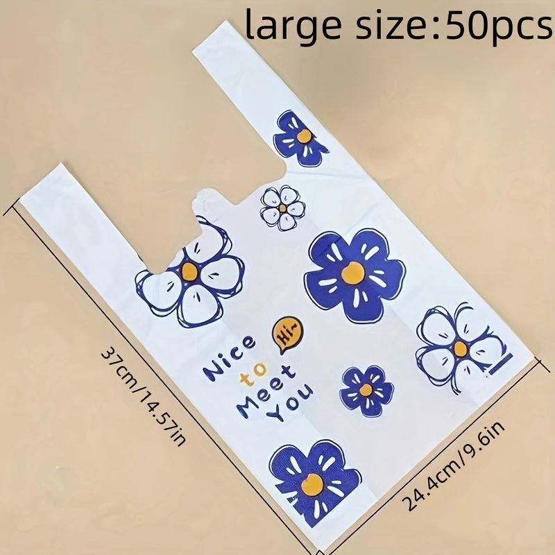 50-Piece Floral Plastic Gift & Storage Bags