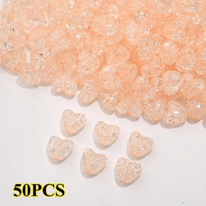 50pcs/set 9.5x11mm Crackle Heart Acrylic Beads