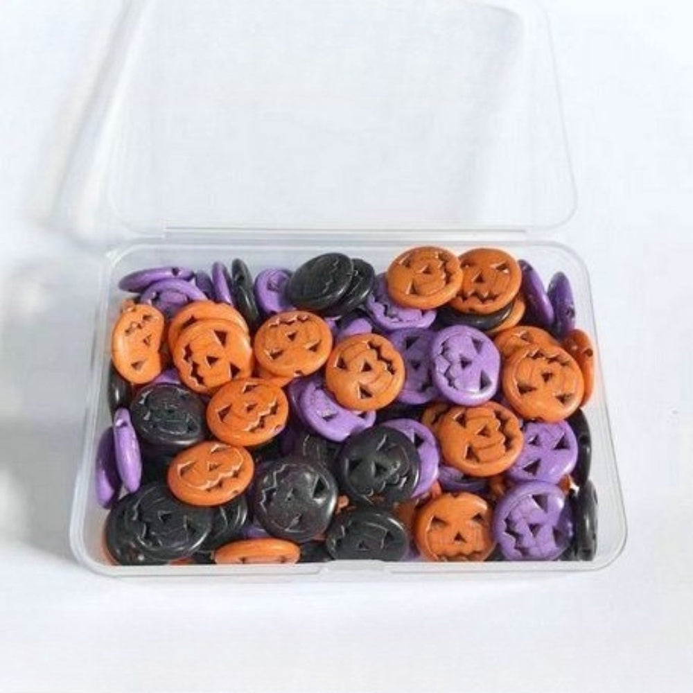 120pcs/box Turquoise Skull Pumpkin Beads Halloween Style Loose Spacer Beads for Jewelry Making DIY Handcrafts Accessories Festival Psrty House Decor Supplies Ideal Handmade Gifts