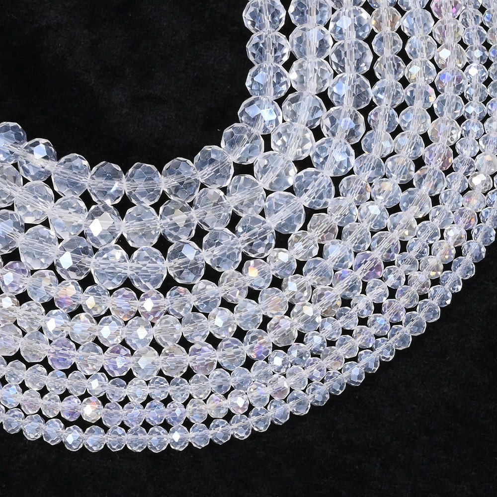 200/500pcs 4/6mm Transparent AB Faceted Glass Beads
