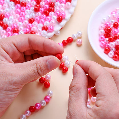 Shiny Pink Love Acrylic Beads