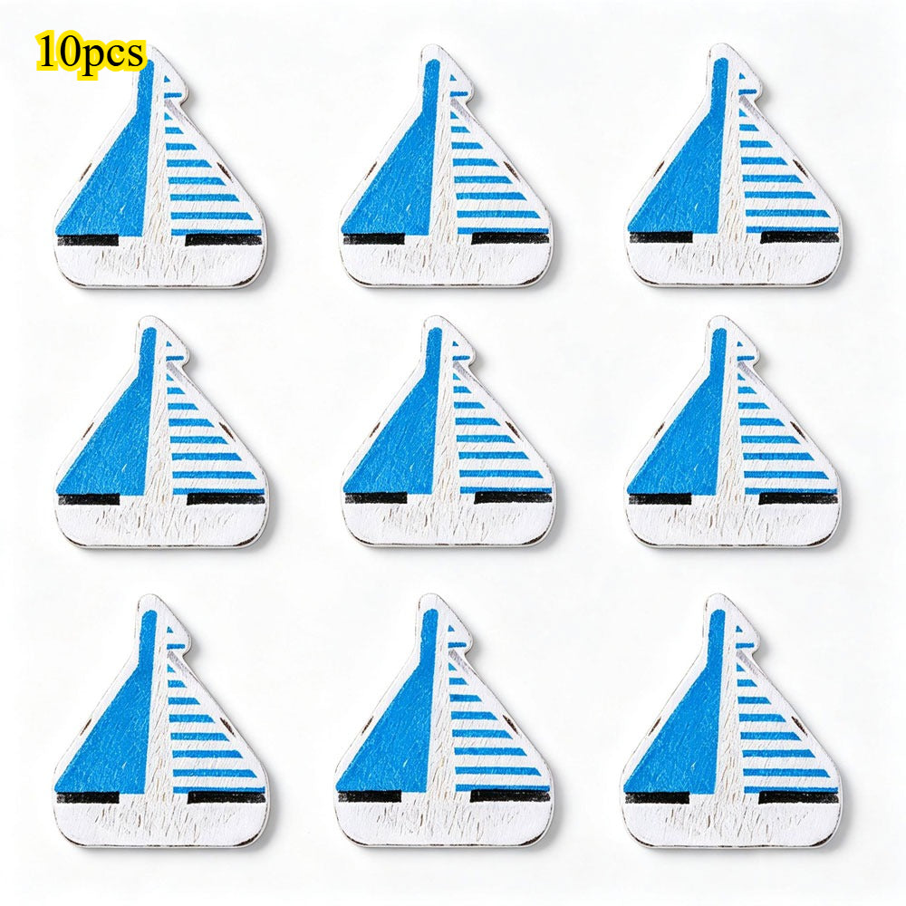 Marine-Themed Wooden Beads