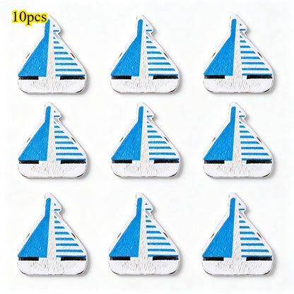Marine-Themed Wooden Beads