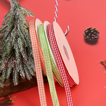50 Yards/Roll 10 mm Christmas Plaid Satin Ribbon