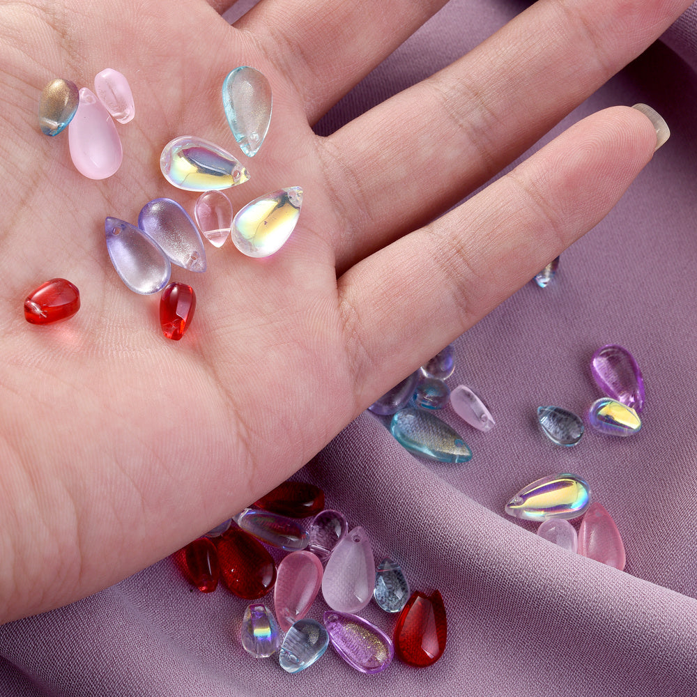 Mixed Water Drop Glass Spacer Beads