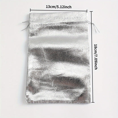 10-Piece Silver Gray Beaded Drawstring Jewelry Pouches
