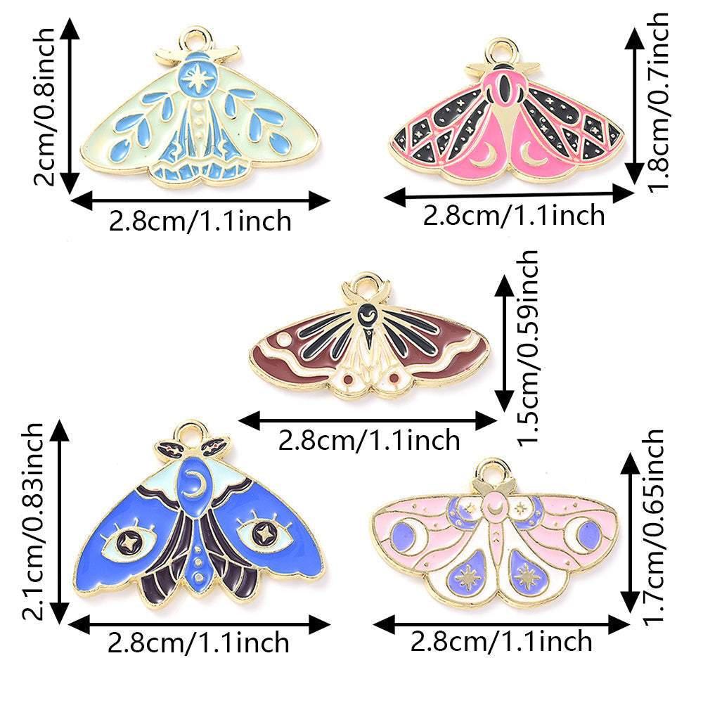 Colorful Alloy Moth and Butterfly Pendant Charms