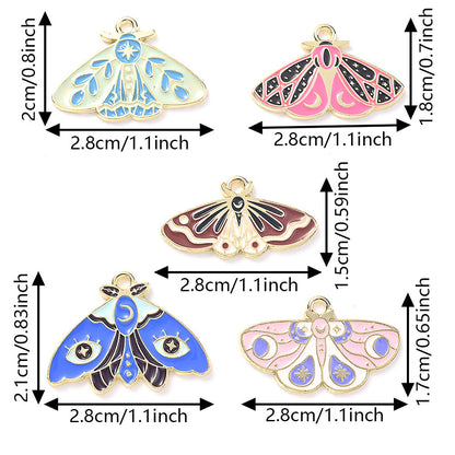 Colorful Alloy Moth and Butterfly Pendant Charms