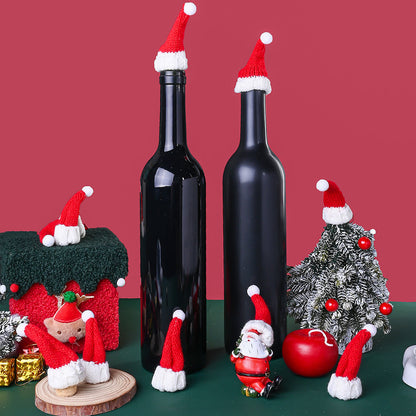 10PCS Mini Christmas Hat & Scarf Bottle Decoration Set
