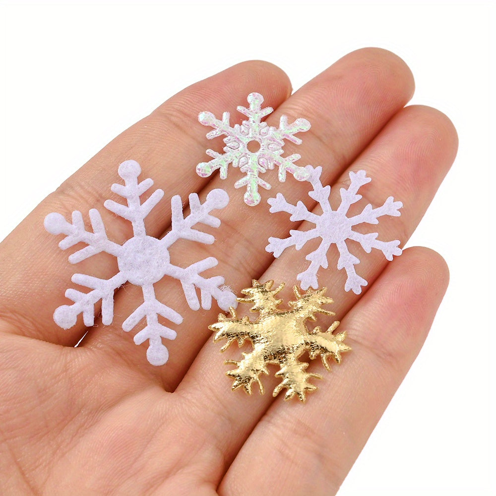 Gold & White Snowflake Polyester Decorations