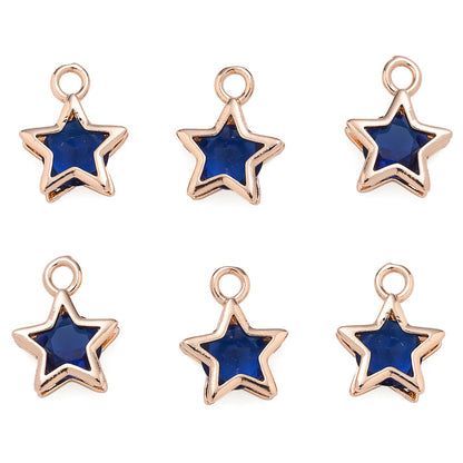 Rhinestone Star Copper Charms