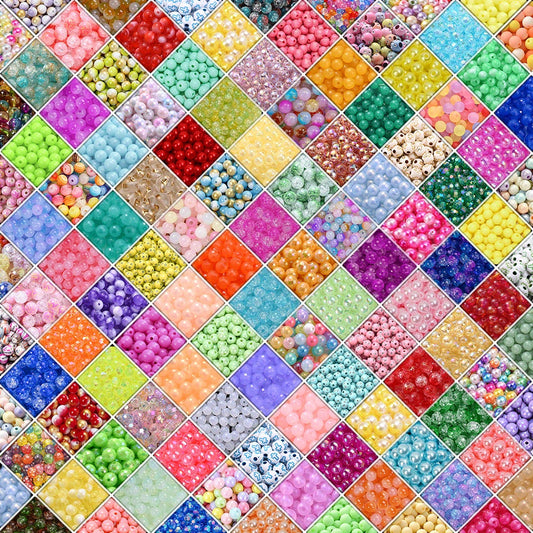8 mm Multicolor Assorted Style Acrylic Beads
