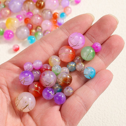 10/20/30/50/100pcs Gold Thread Pattern Acrylic Beads