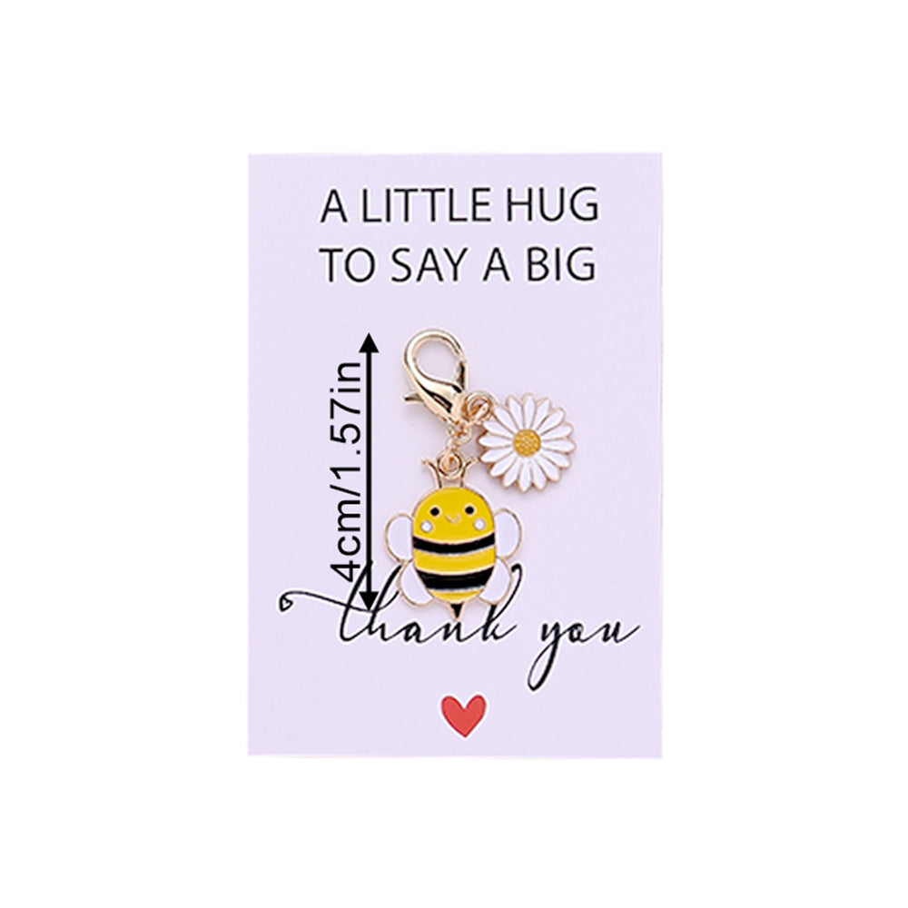 Yellow Bee and Flower Keychain with Thank You Card