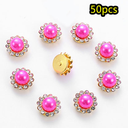 Flower Rhinestone Pearl Cabochons
