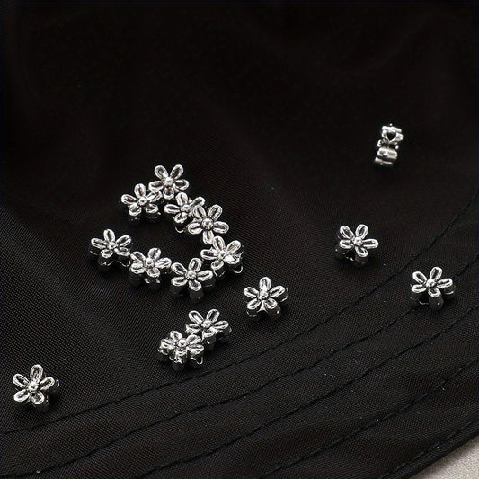 Silver Five-Petal Flower Alloy Beads