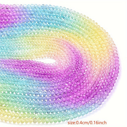 4/mm 1 String Rainbow Color Gradient Glass Faceted Beads