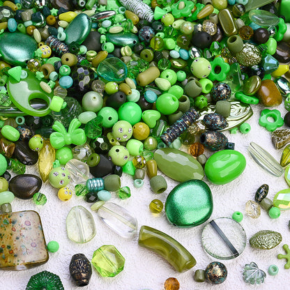 Mixed Light Green Irregular Acrylic Beads