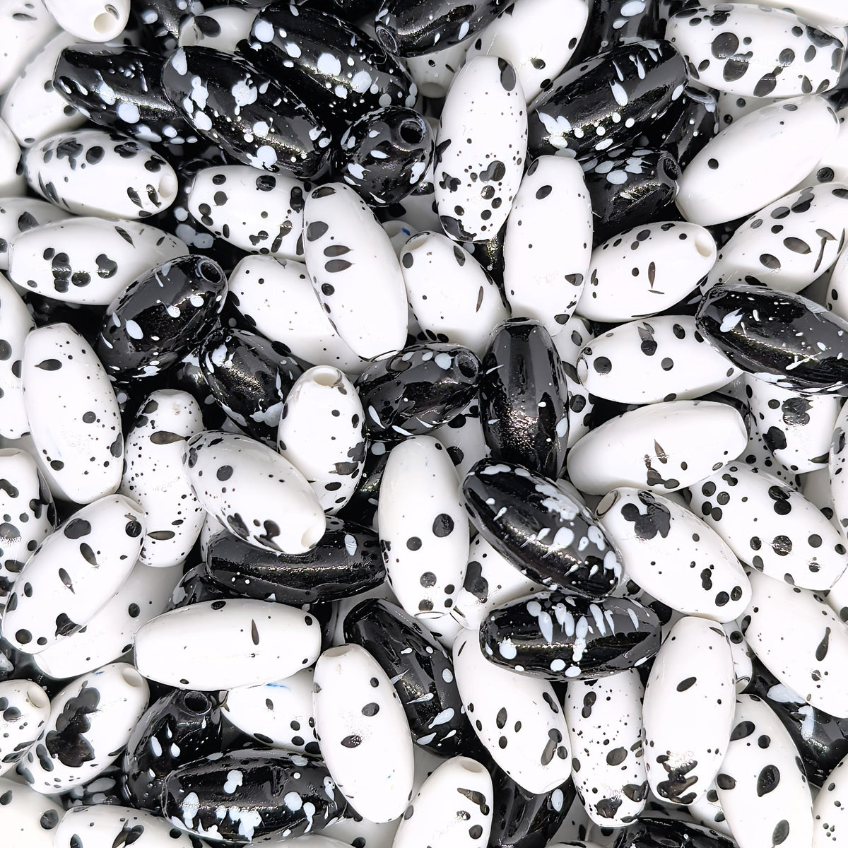 Artistic Splatter Design Acrylic Oval Beads