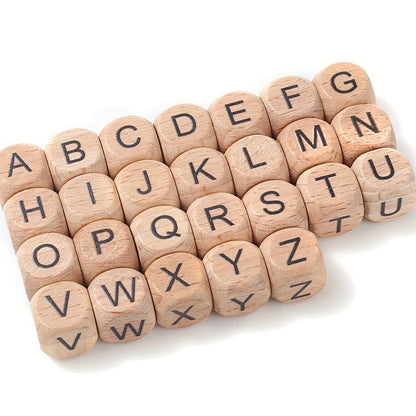 10-Piece 12 mm Square Alphabet Letter Wooden Beads