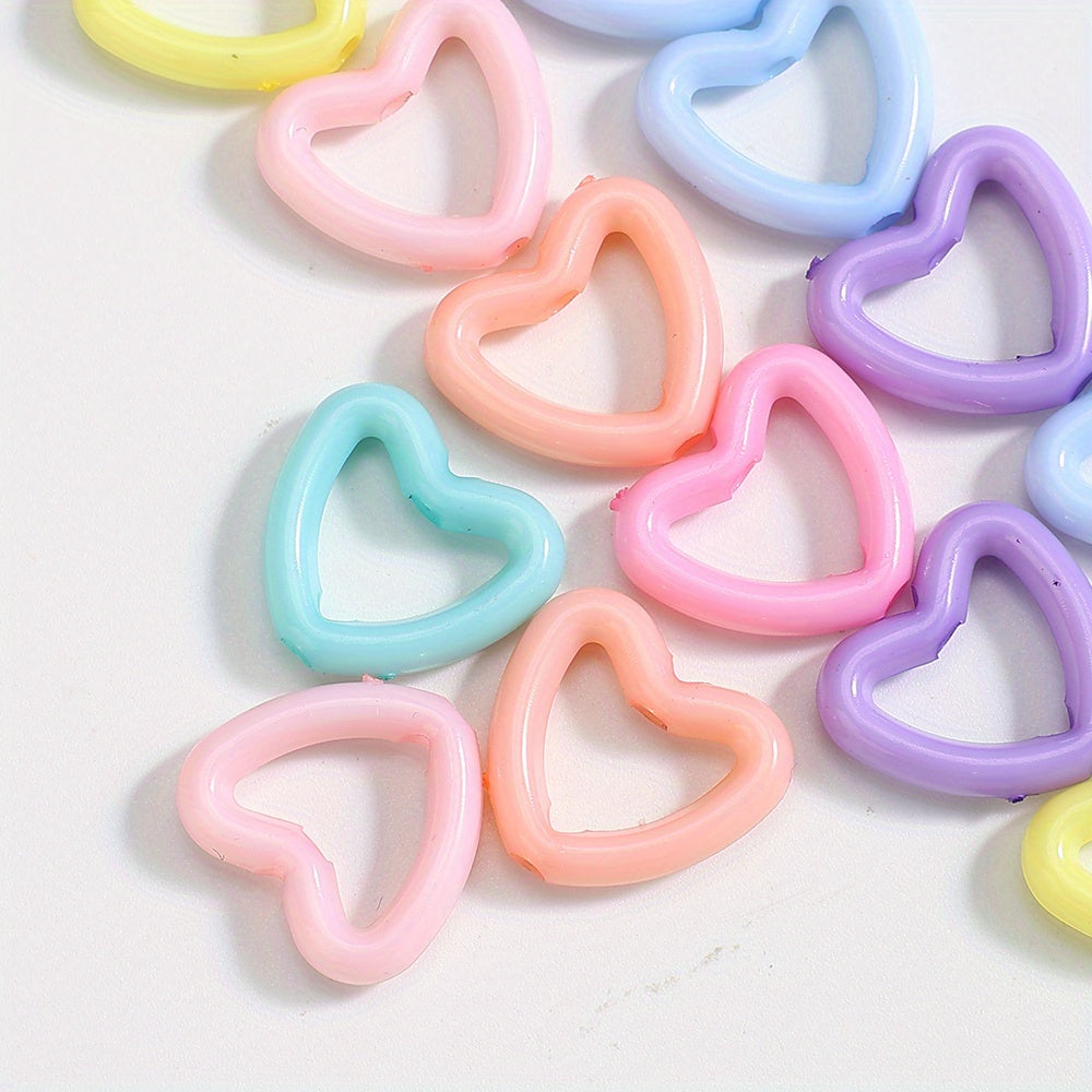 100pcs 15x16mm Macaron Color Heart Frame Wrapped Beads