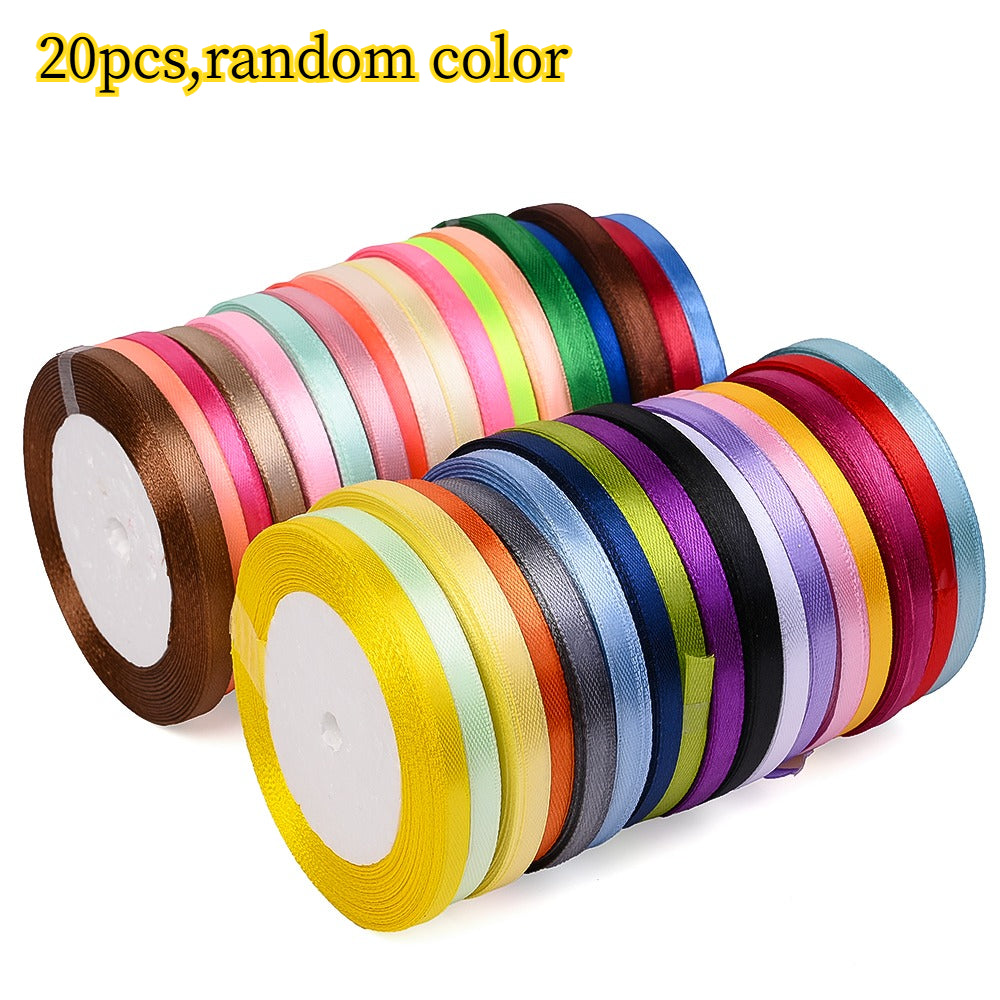 20PCS 6mm Satin Ribbon Set - 25 Yards Each