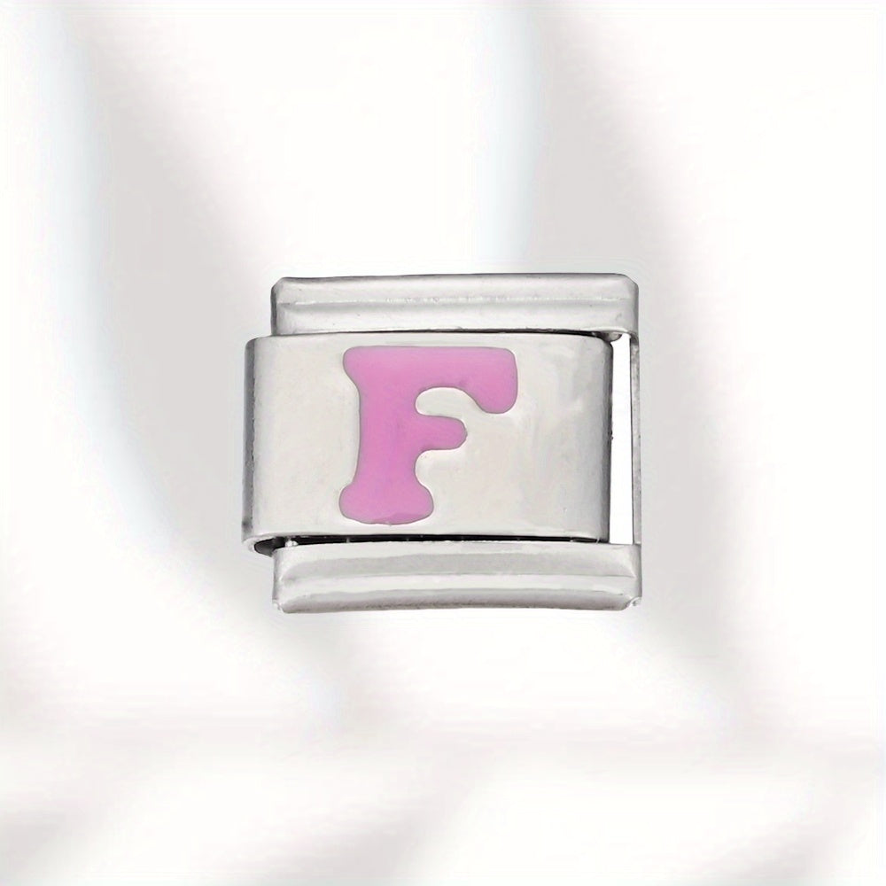 Pink Letter Stainless Steel Bead
