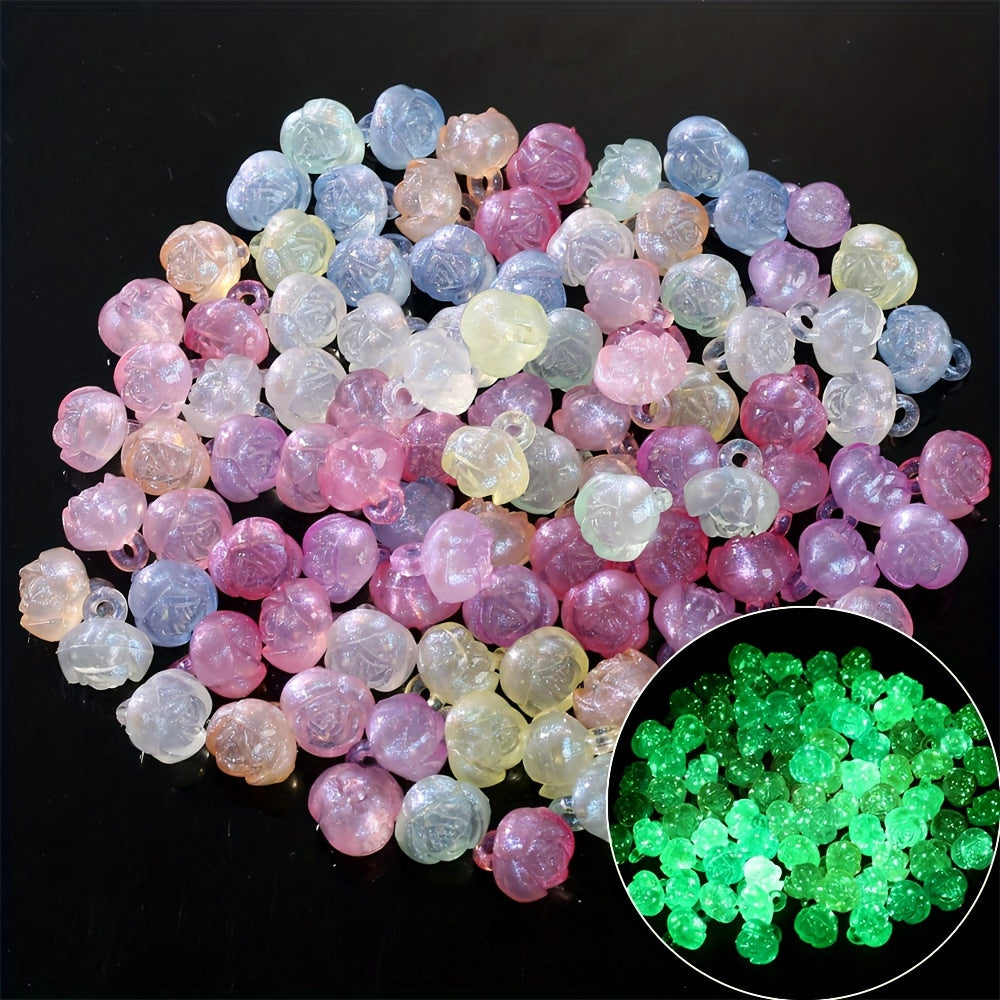 20pcs Luminous Acrylic Rose Flower Pendant Charms