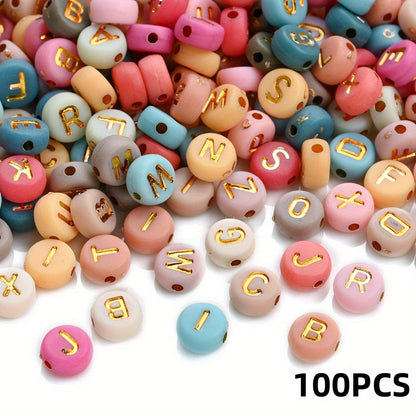 100PCS 4×7mm Heart-Shaped A-Z Letter Acrylic Bead Set
