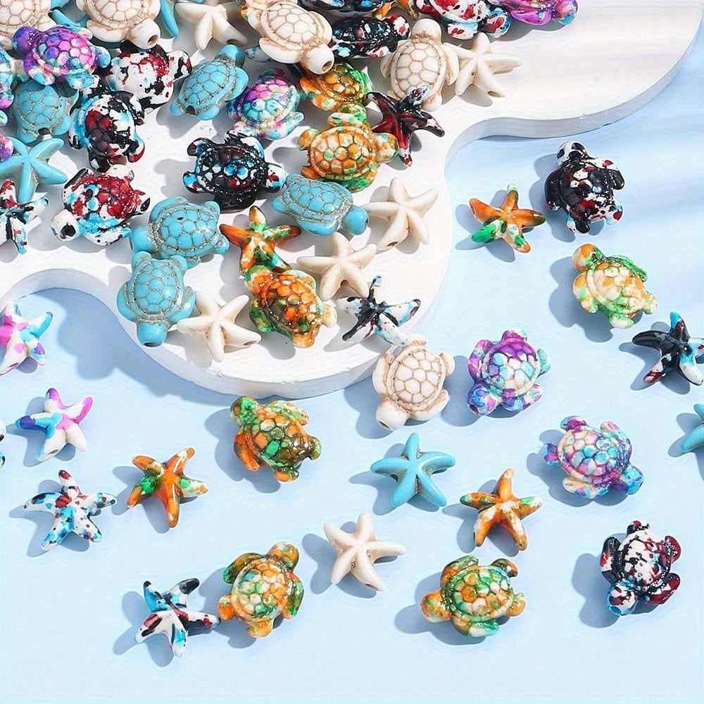 200pcs Turquoise Turtle Starfish Beads