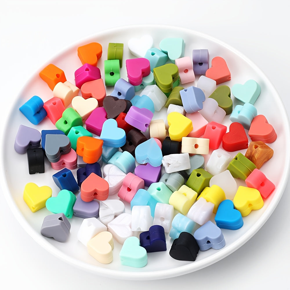 10pcs/set Square & Heart Silicone Beads Set