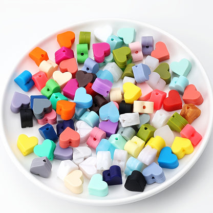 10pcs/set Square & Heart Silicone Beads Set