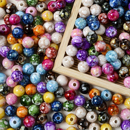 8 mm Mixed Color Cracked Acrylic Beads