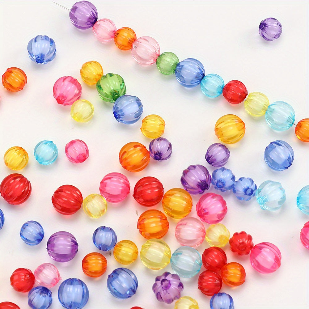 100/200pcs 8/10mm Transparent Inner Color Pumpkin Acrylic Beads