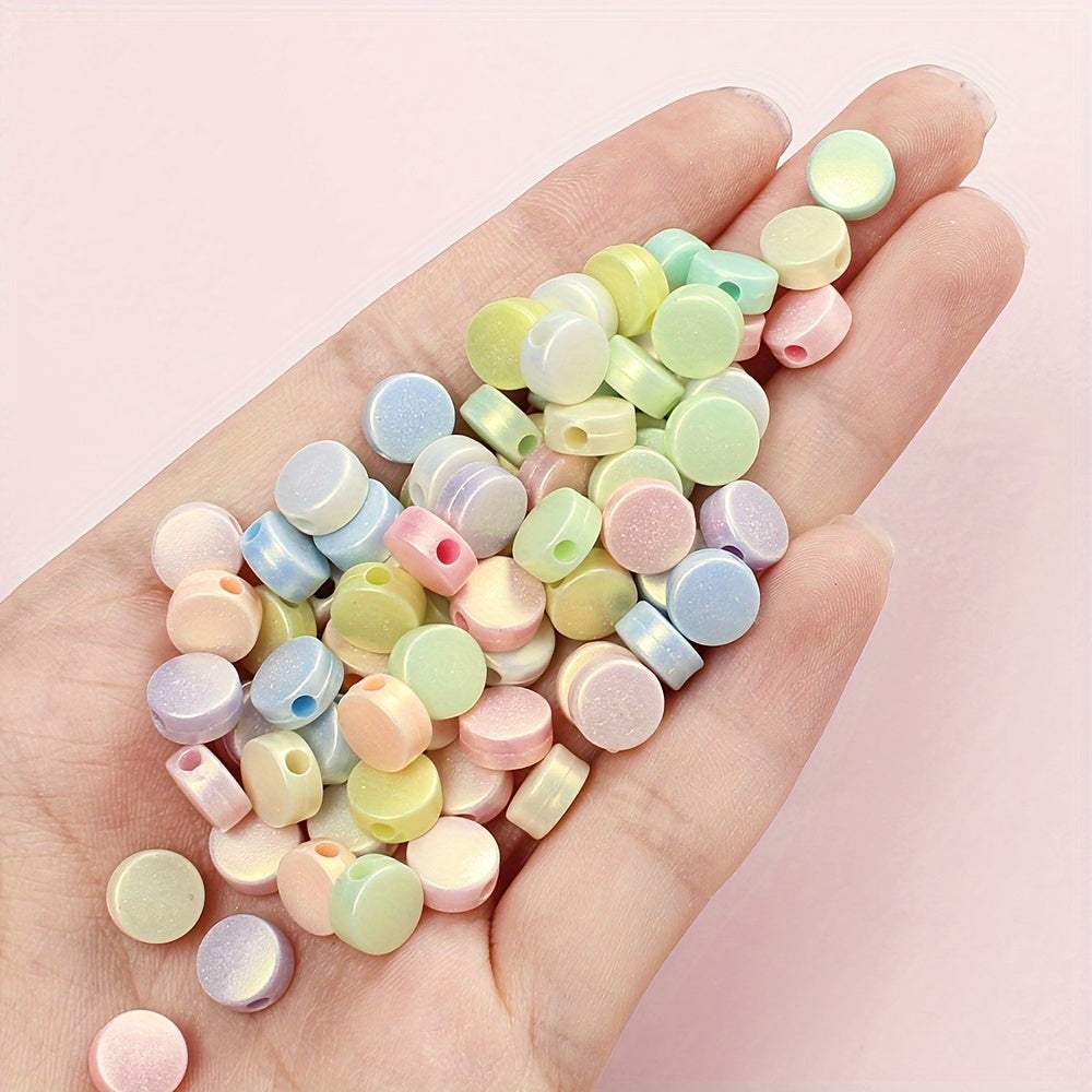 100PCS 8mm Macaron Flat Round Acrylic Bead Set