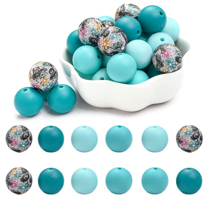 Printed and Solid Color Silicone Round Spacer Beads