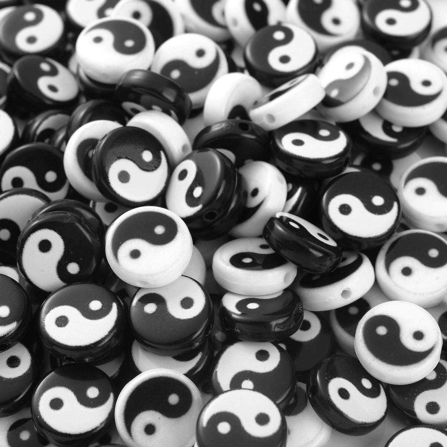 50/150pcs Yin-Yang Acrylic Beads