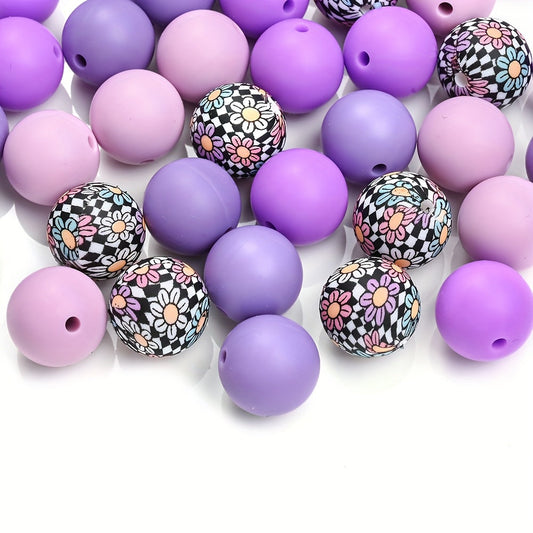 Printed and Solid Color Silicone Round Spacer Beads