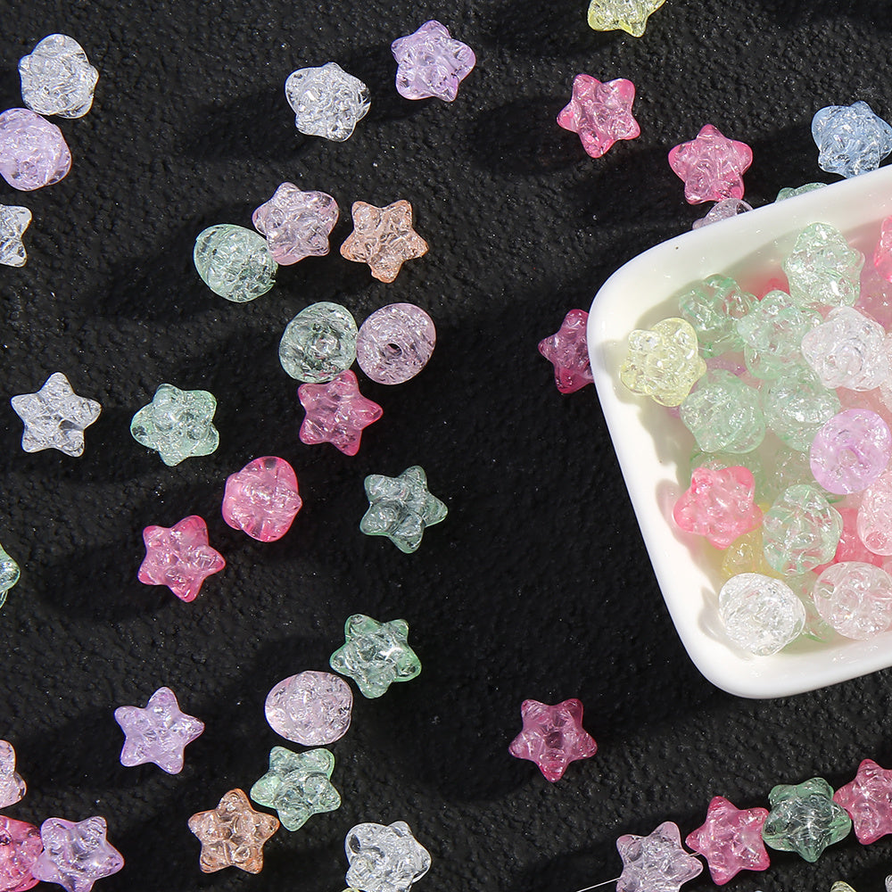 50pcs 11mm Crackle Star Acrylic Beads