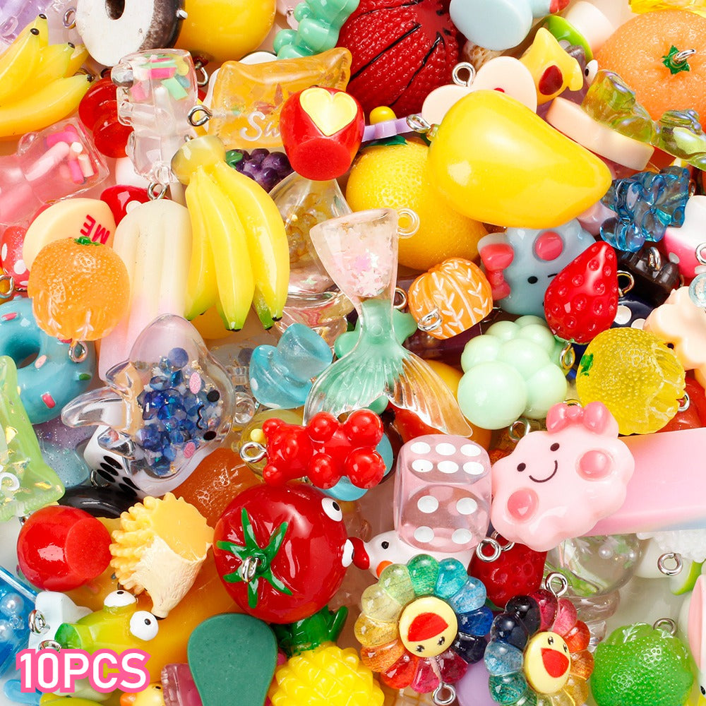 Resin Fruit & Novelty Charms Set