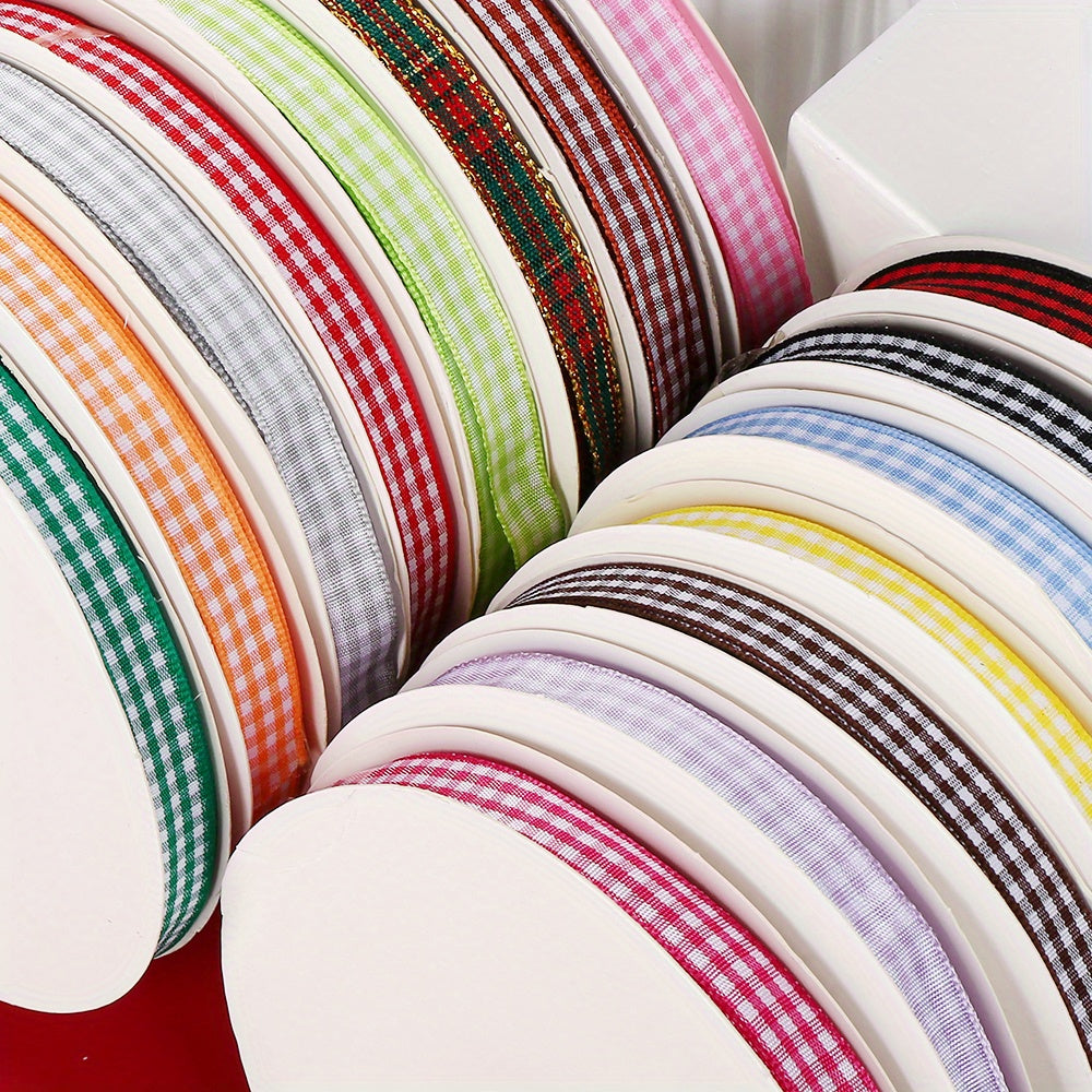 50 Yards/Roll 10 mm Christmas Plaid Satin Ribbon