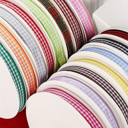 50 Yards/Roll 10 mm Christmas Plaid Satin Ribbon