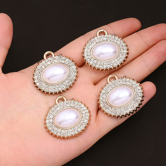 Rose Golden Pearl Rhinestone Pendants