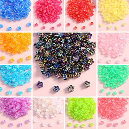 100pcs 4x7mm AB Color Flower Acrylic Beads
